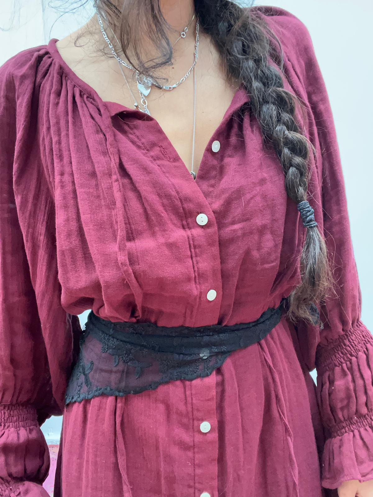 Cotton maxi dress Bordeaux