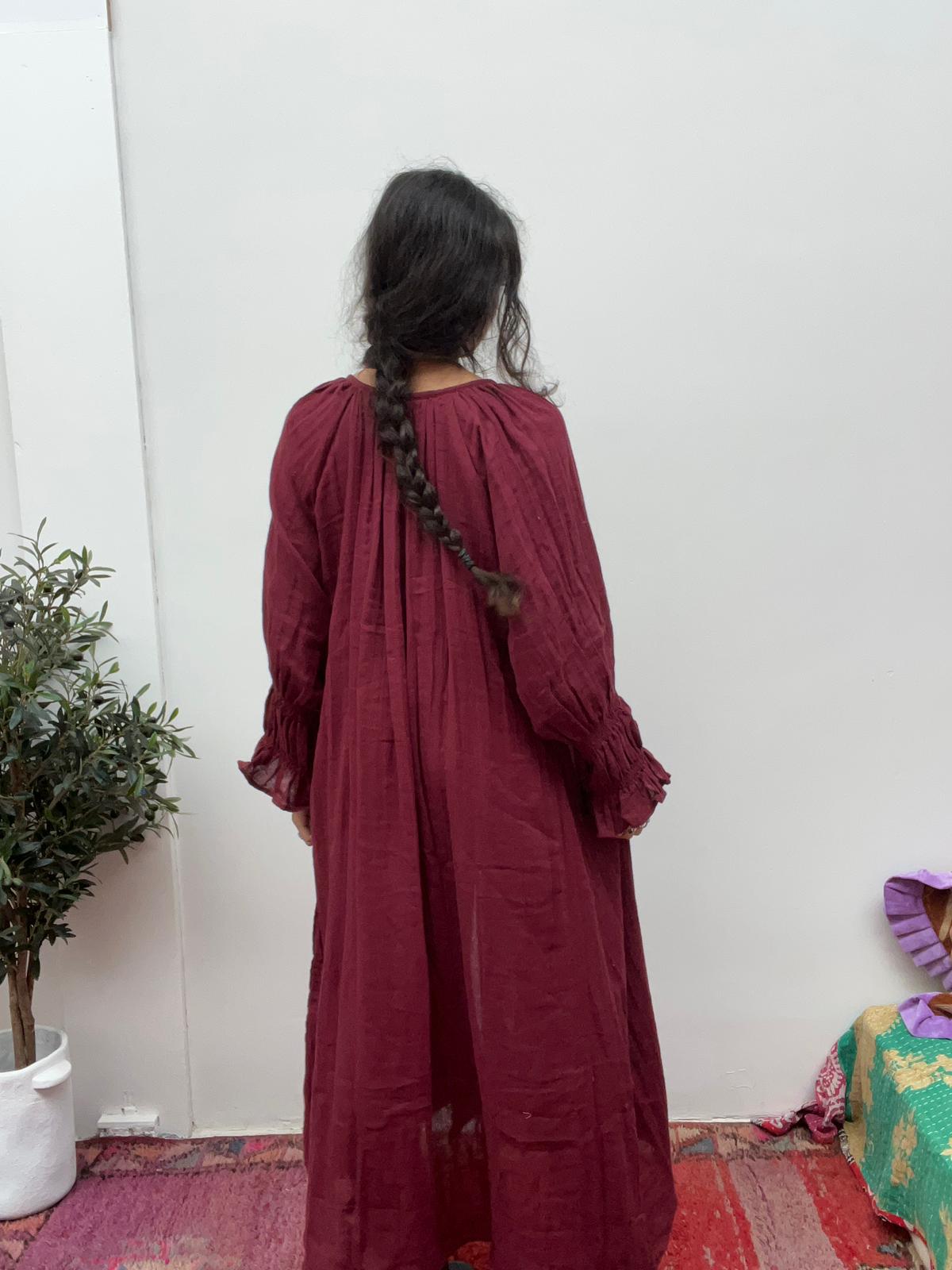 Cotton maxi dress Bordeaux