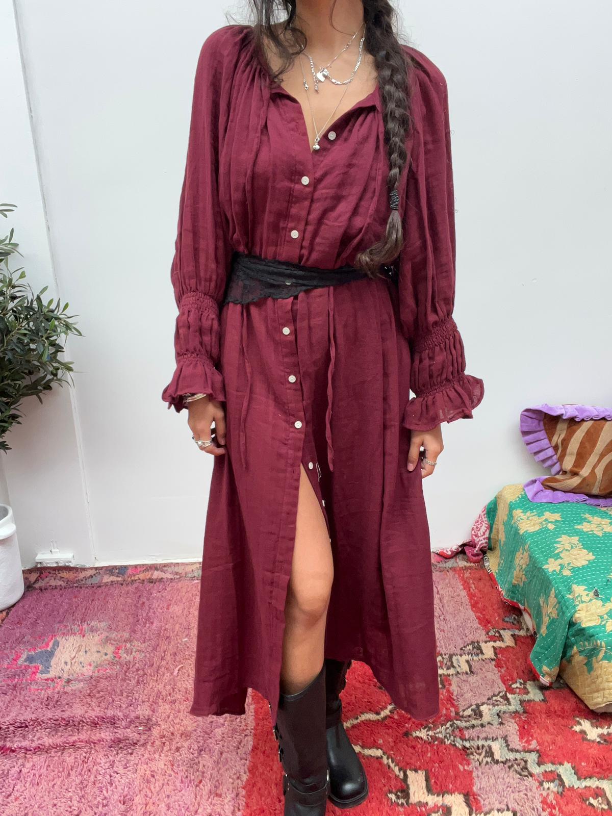 Cotton maxi dress Bordeaux