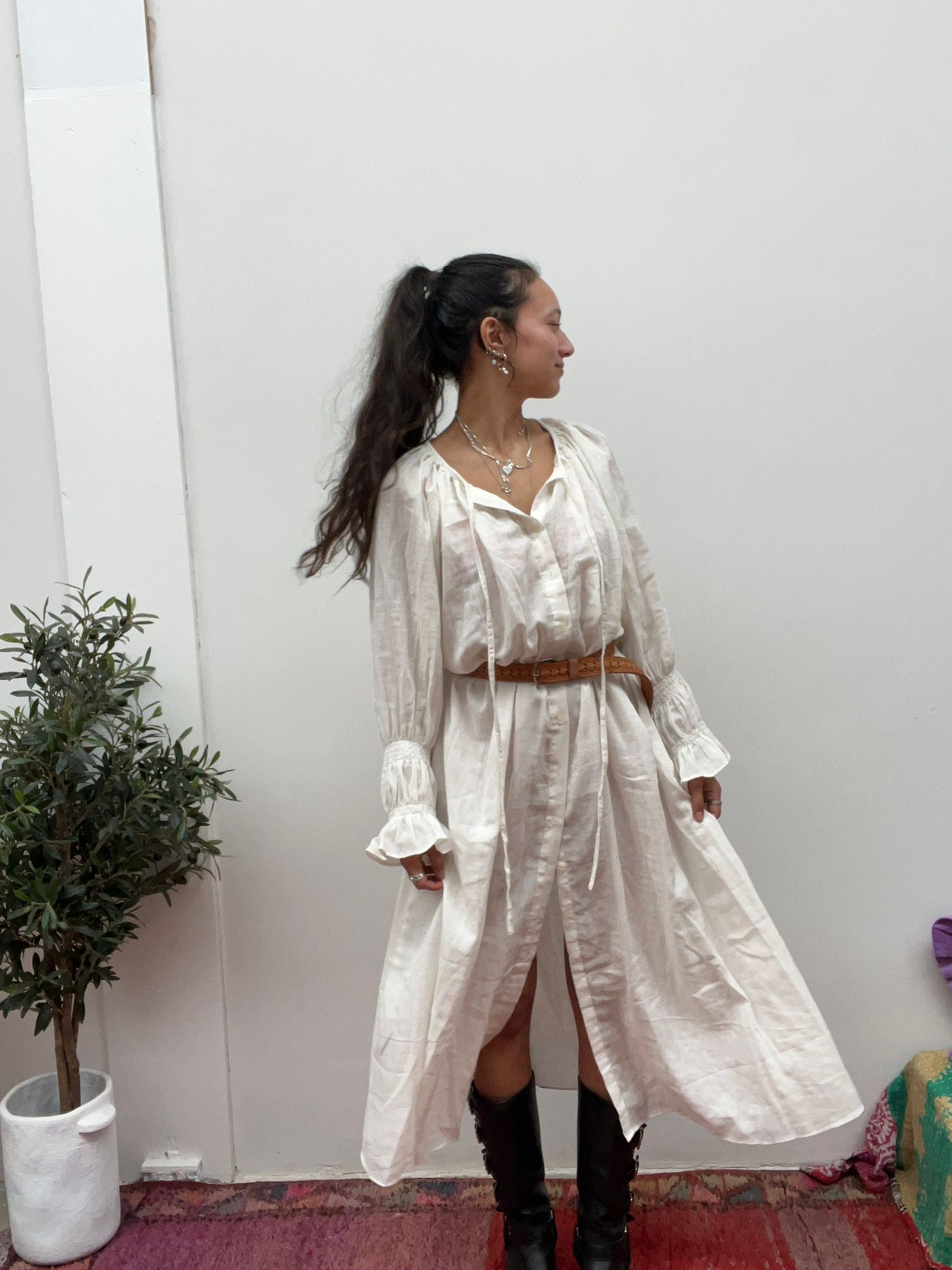 Cotton maxi dress Off white