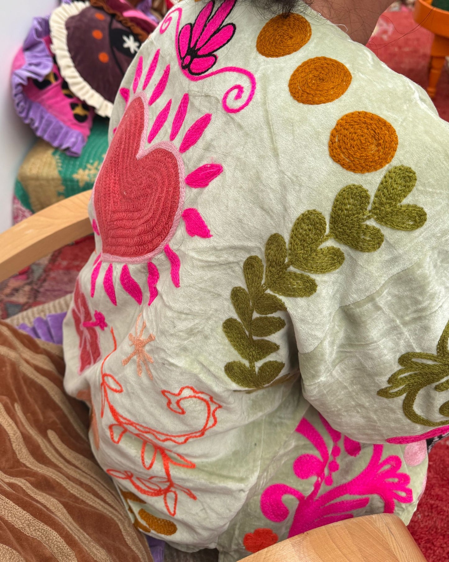 Velvet Jacket heart mint