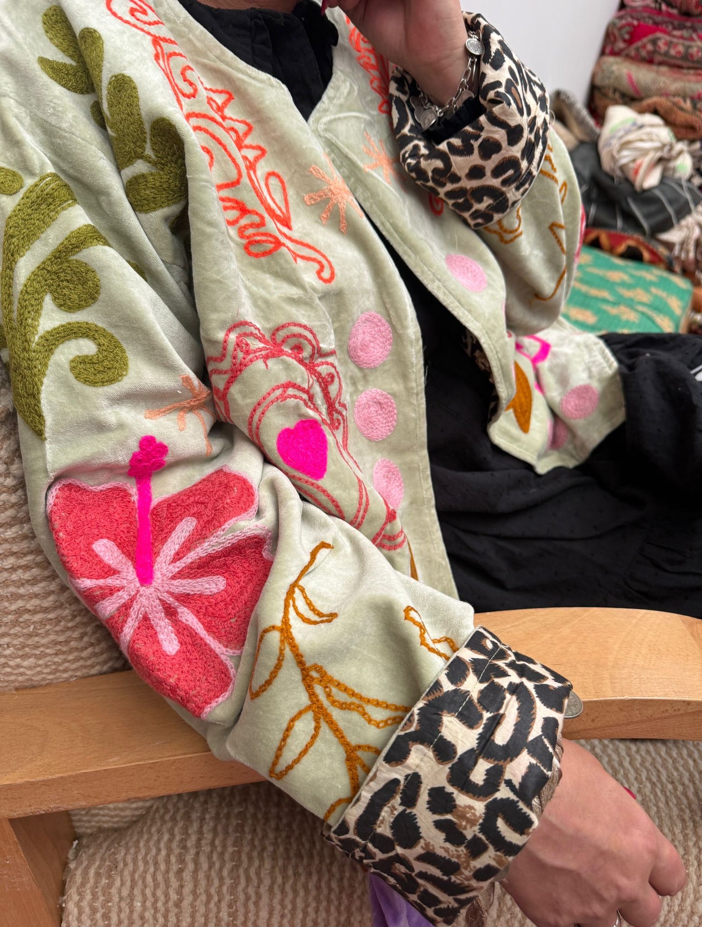 Velvet Jacket heart mint