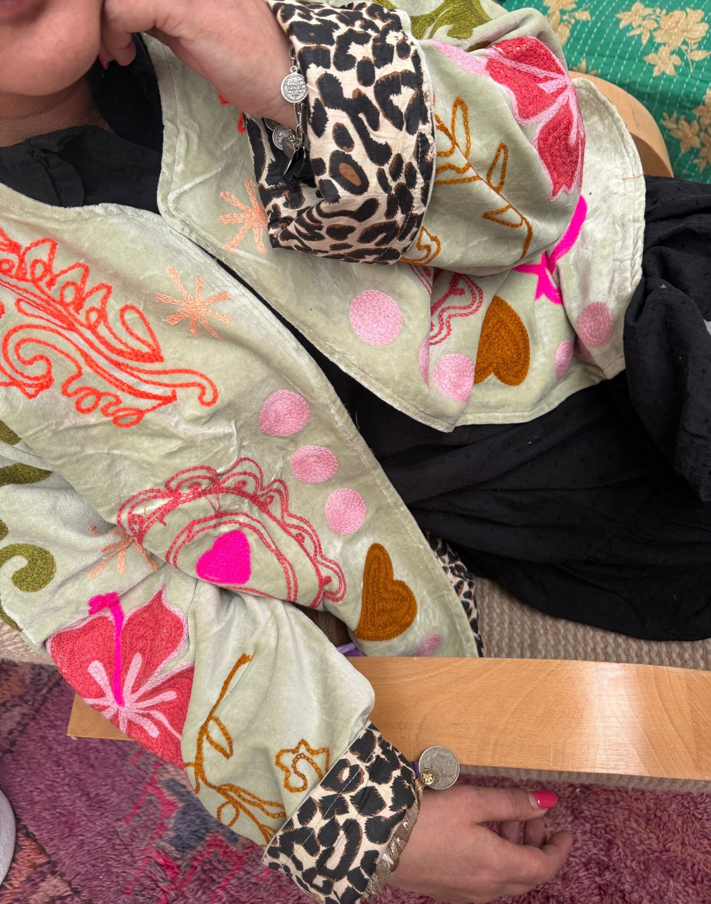 Velvet Jacket heart mint