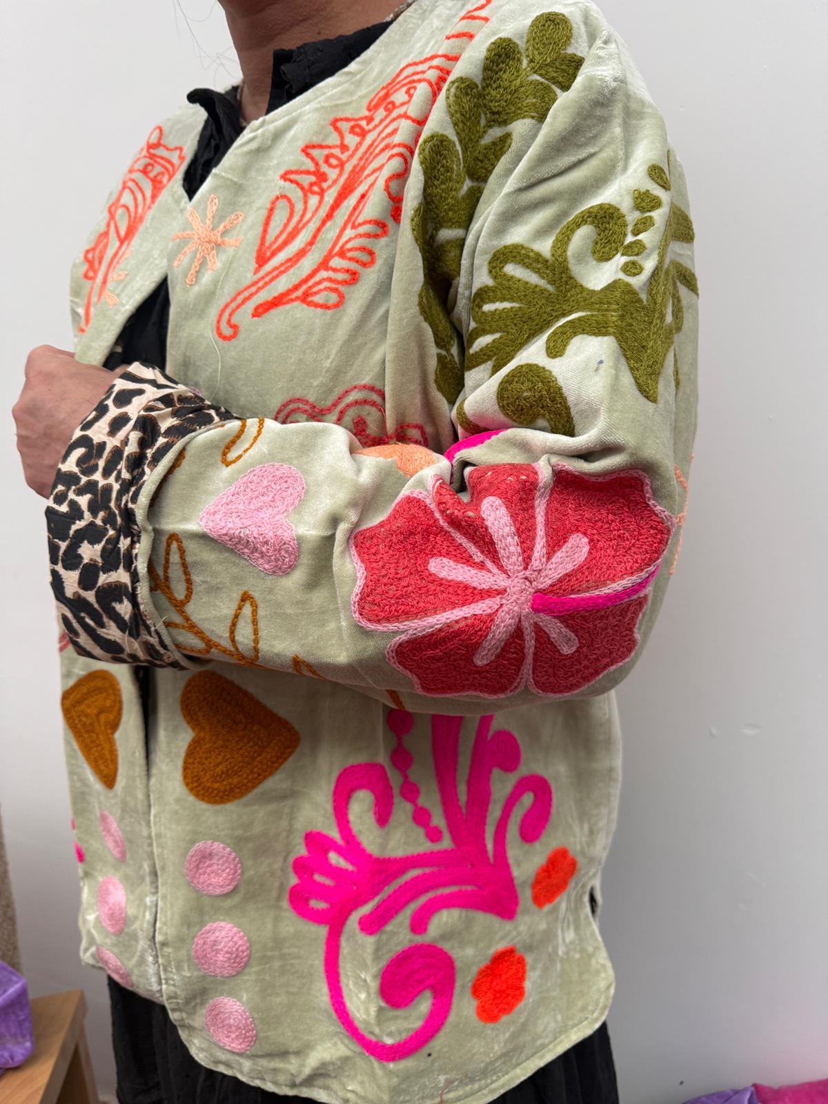 Velvet Jacket heart mint