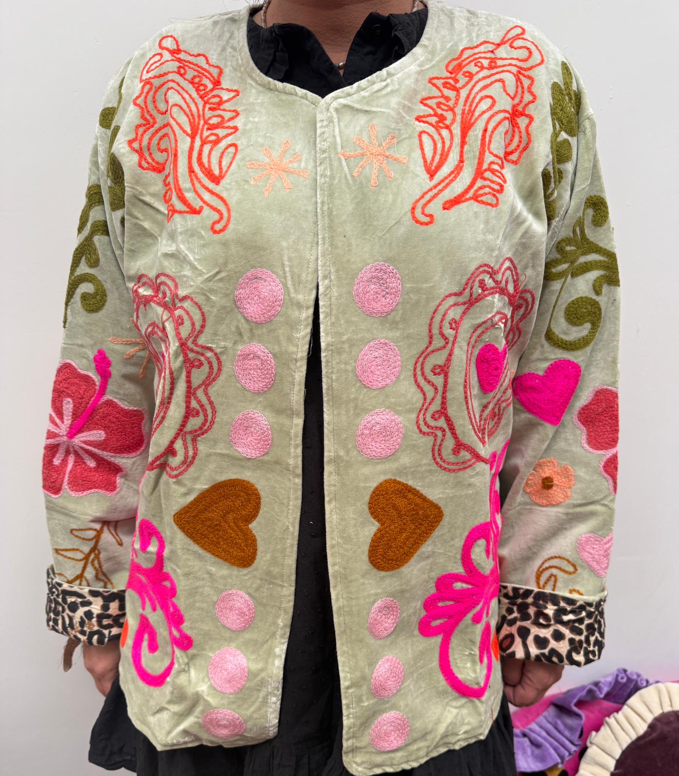 Velvet Jacket heart mint