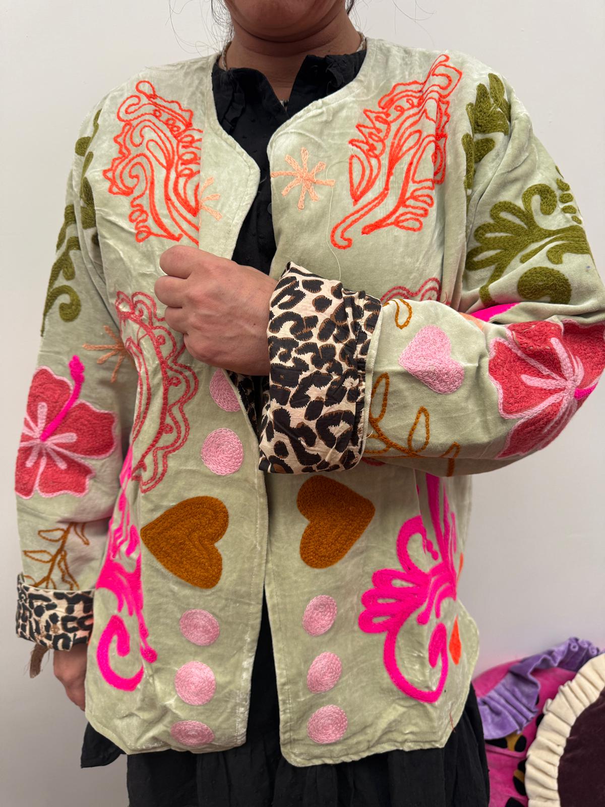 Velvet Jacket heart mint