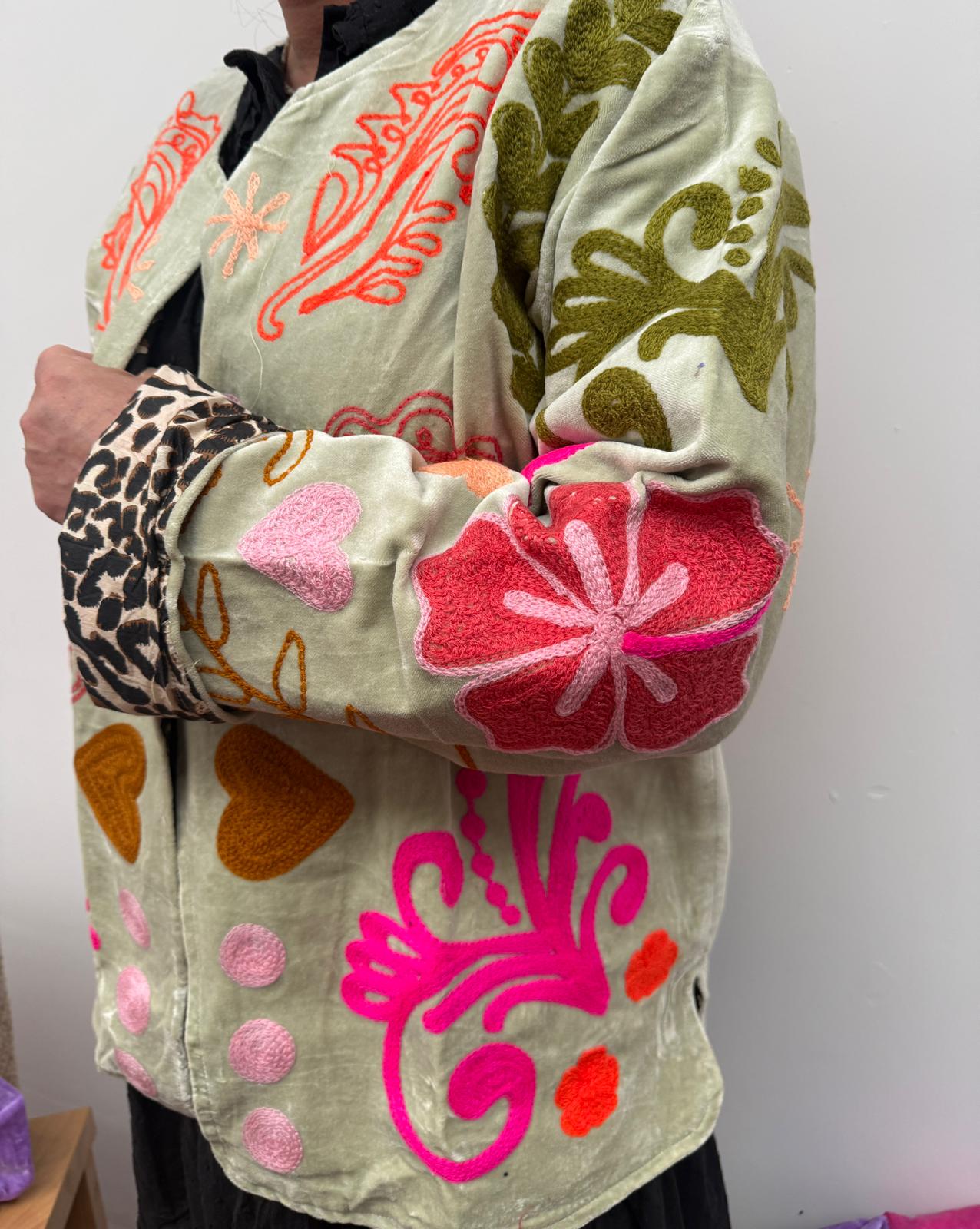 Velvet Jacket heart mint