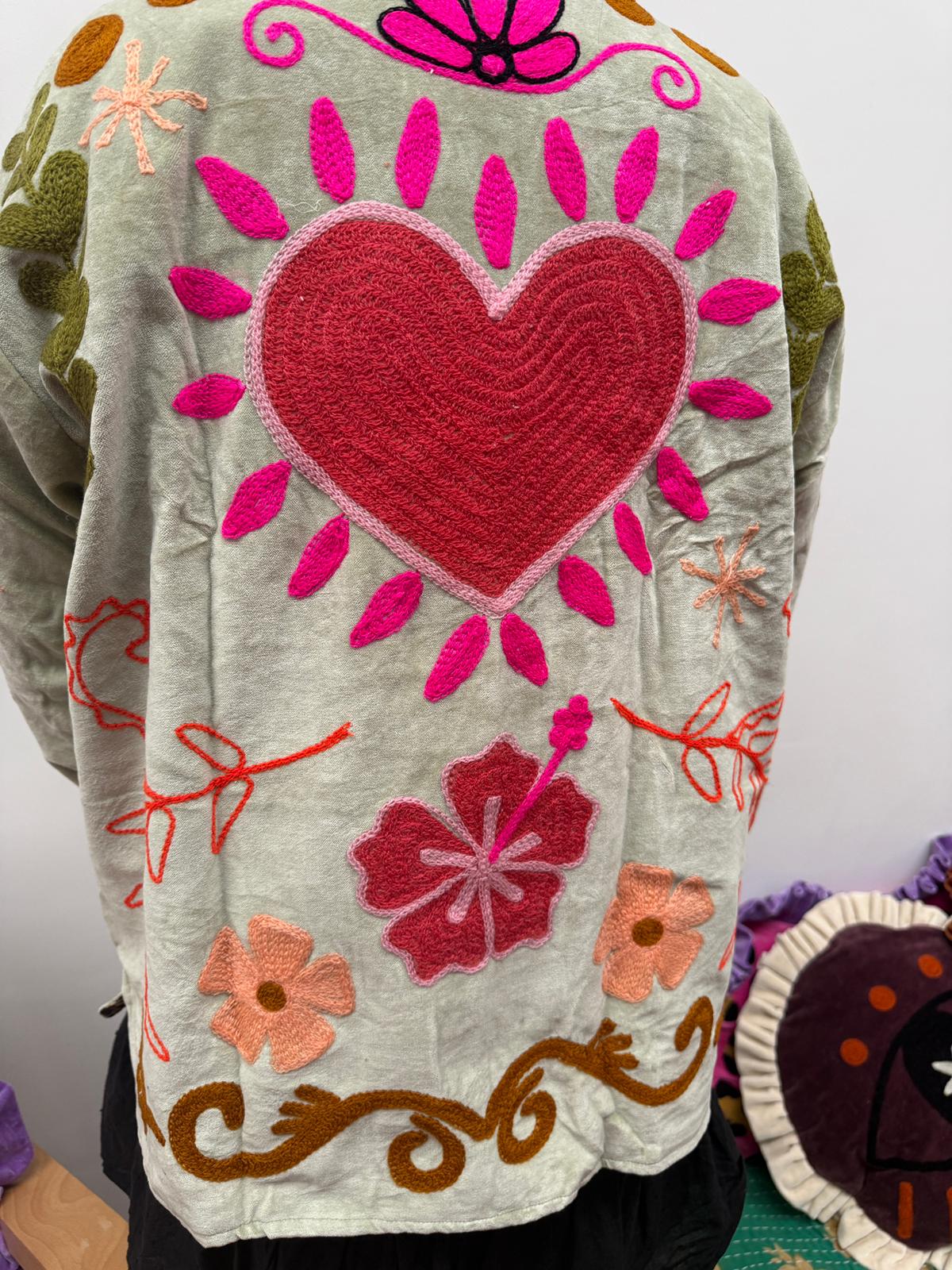 Velvet Jacket heart mint