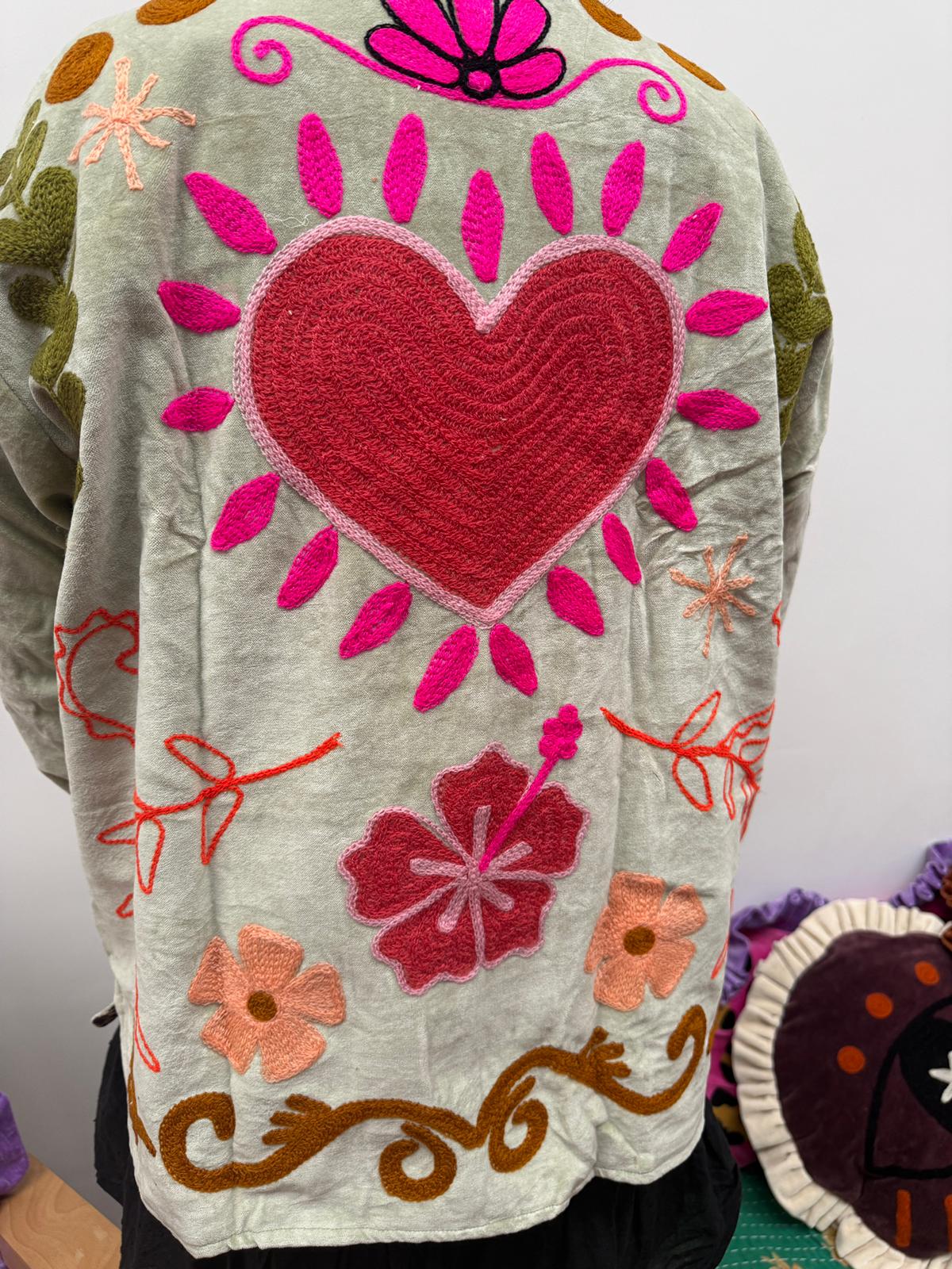 Velvet Jacket heart mint