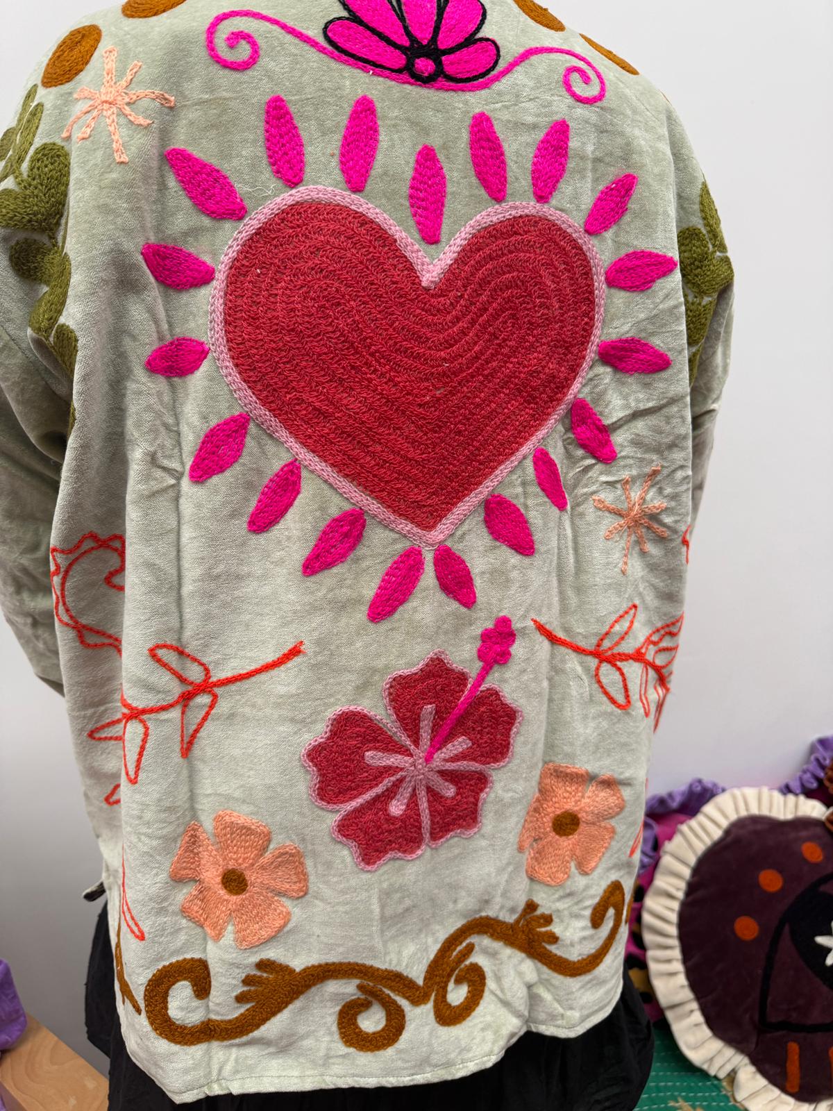 Velvet Jacket heart mint