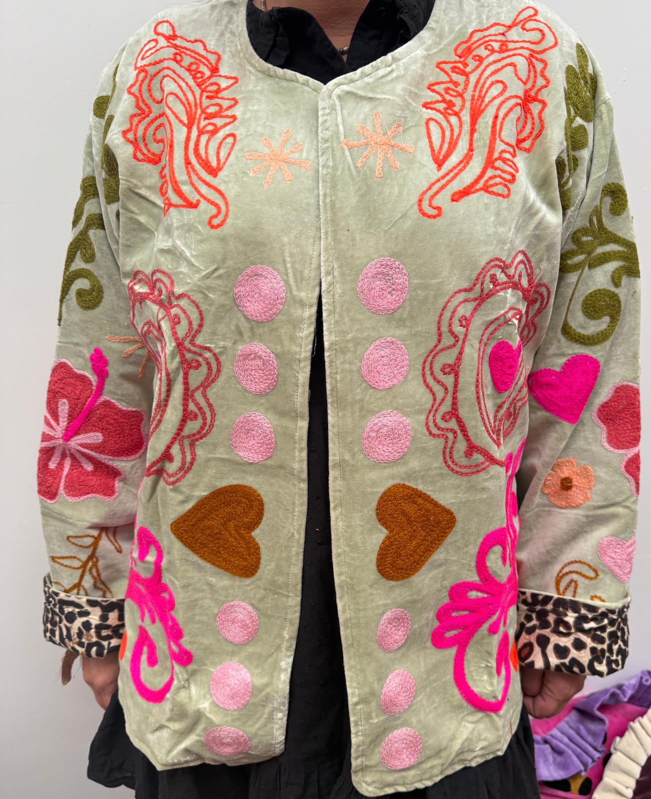Velvet Jacket heart mint