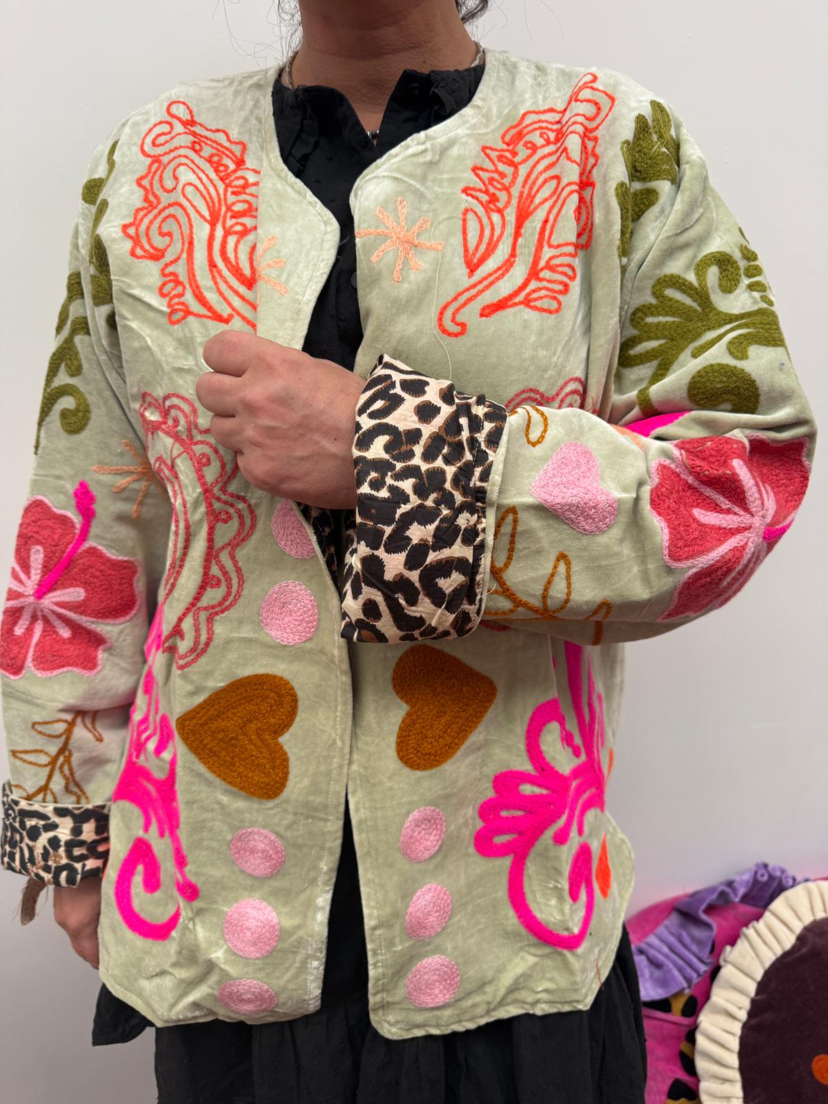 Velvet Jacket heart mint