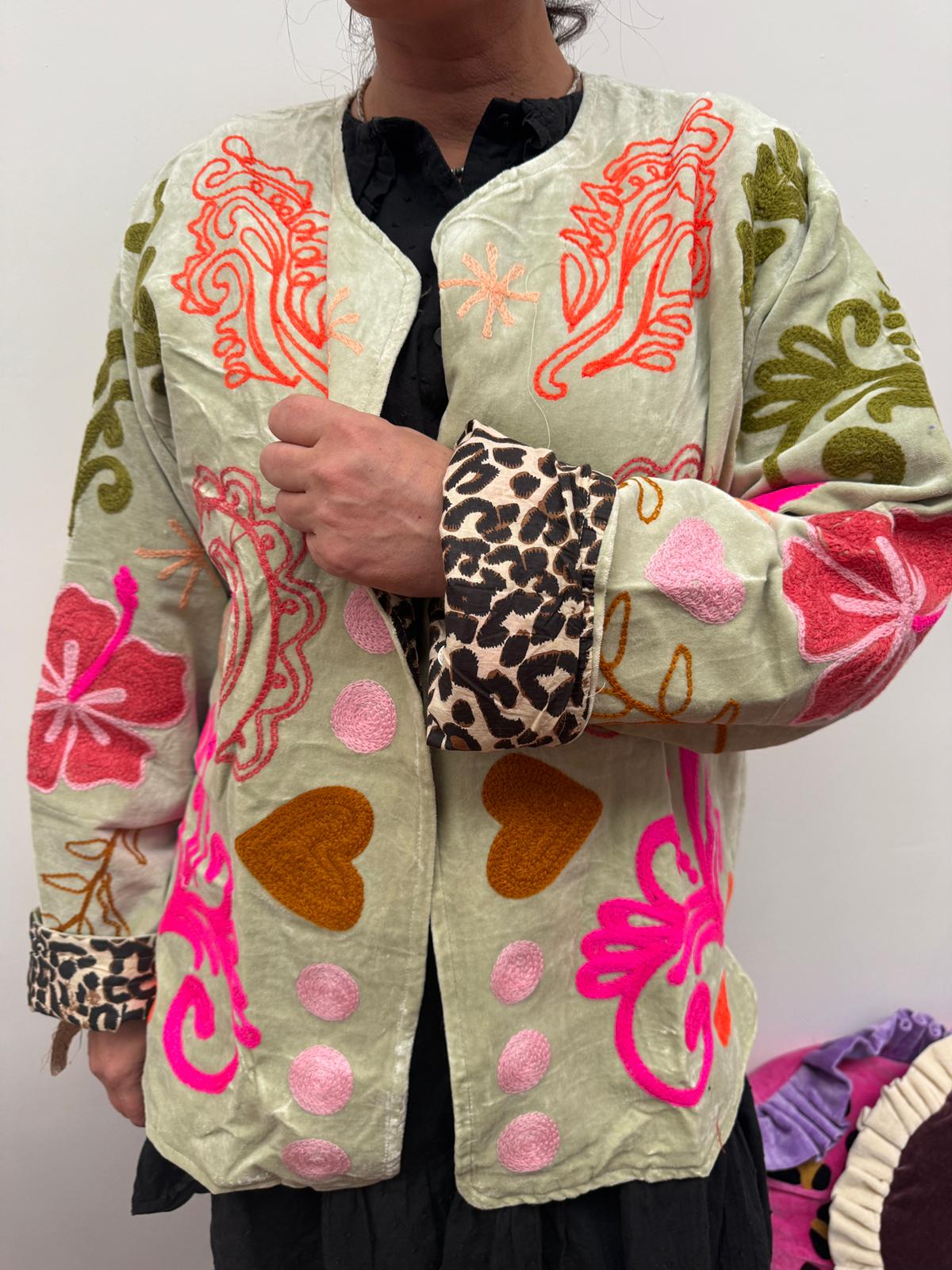 Velvet Jacket heart mint