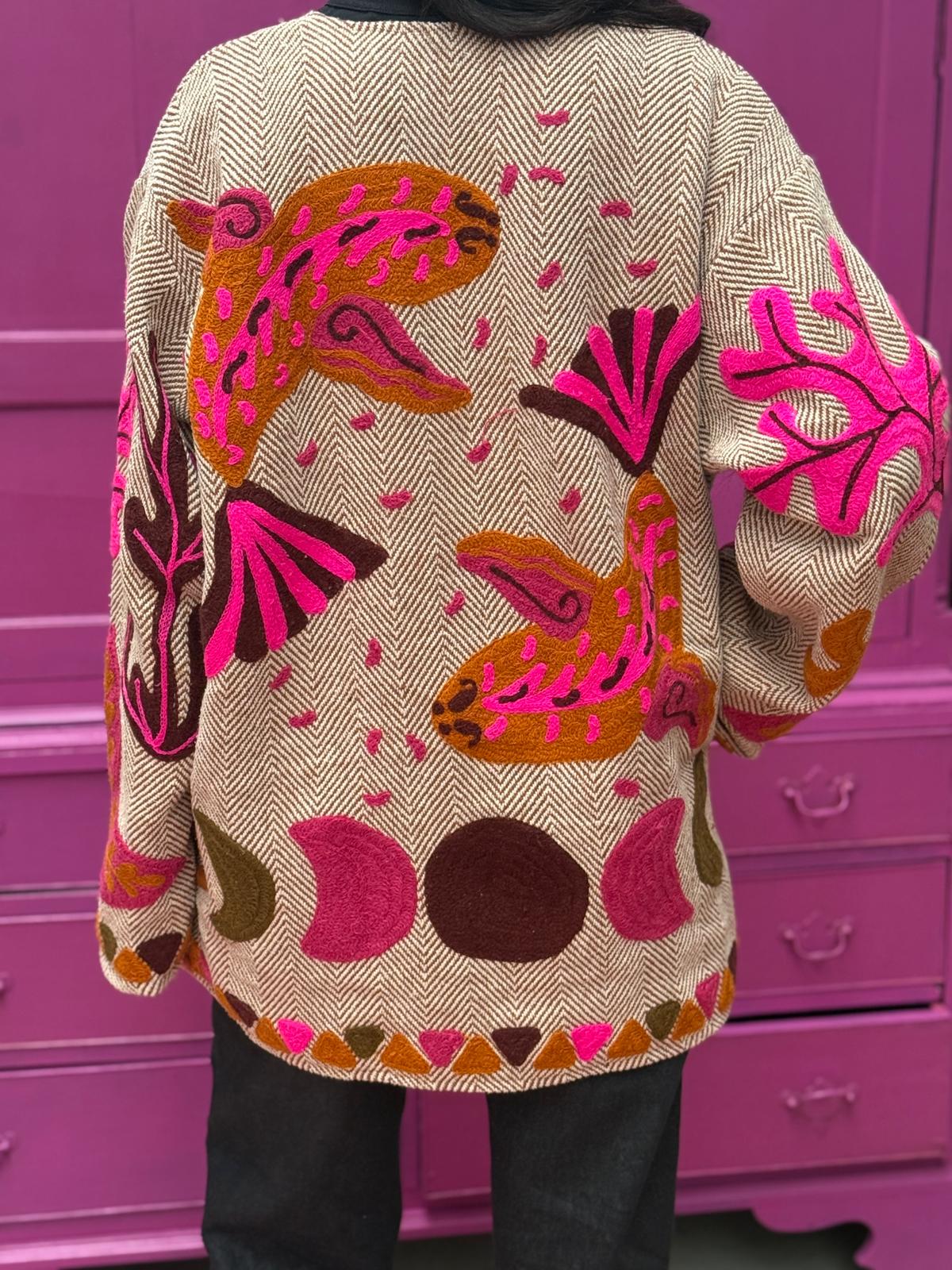 Tweed embroidery jacket Fish