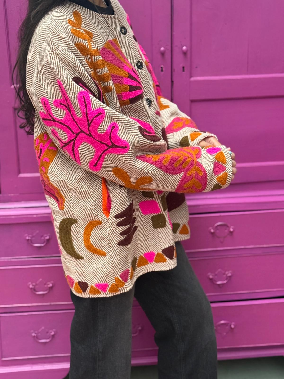 Tweed embroidery jacket Fish