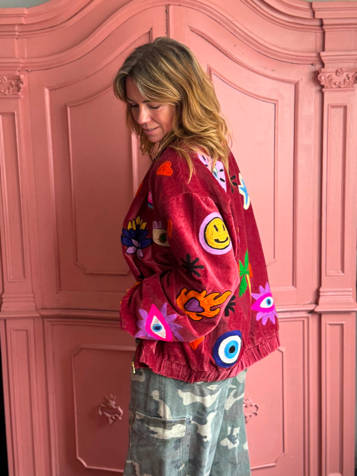 TOUT - Liv Bomber Velvet Bordeaux UNISEX oversized