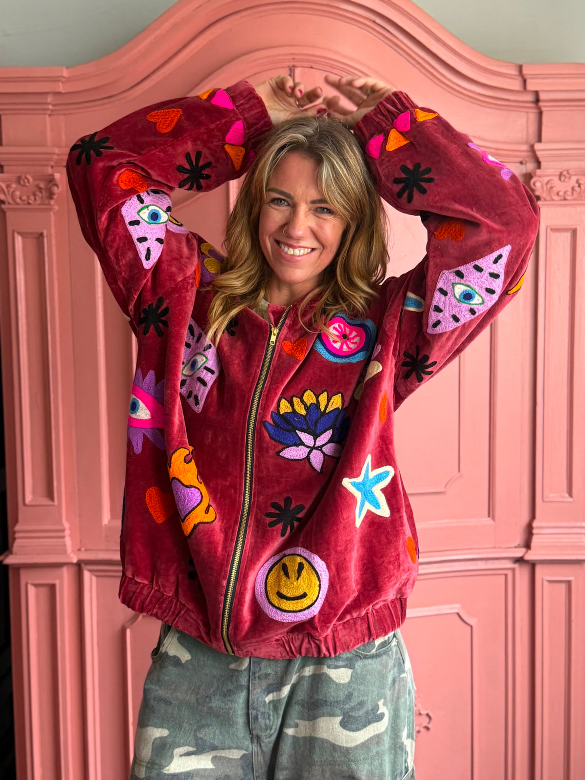 TOUT - Liv Bomber Velvet Bordeaux UNISEX oversized