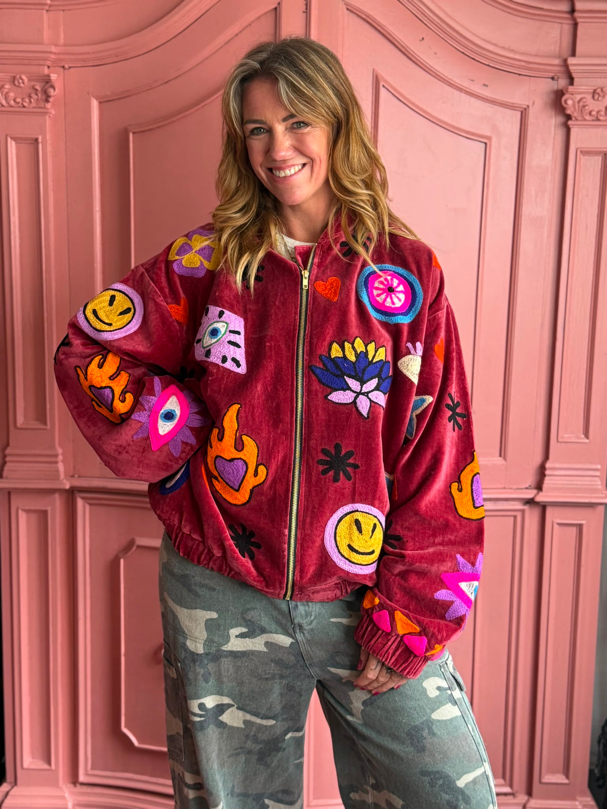 TOUT - Liv Bomber Velvet Bordeaux UNISEX oversized