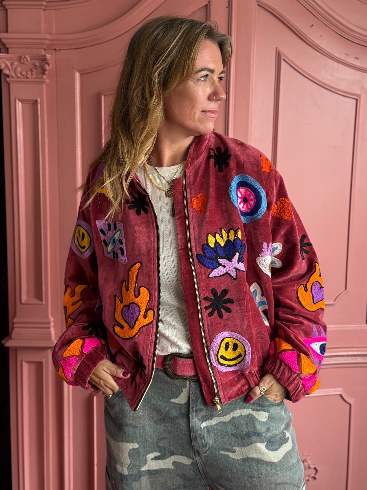 TOUT - Liv Bomber Velvet Bordeaux