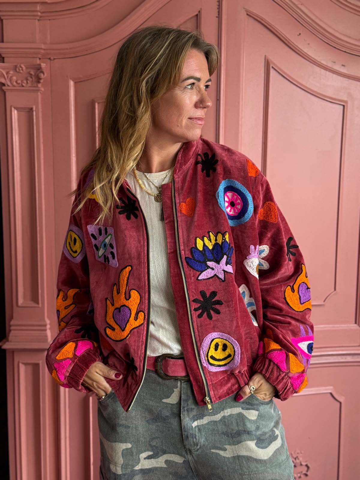 TOUT - Liv Bomber Velvet Bordeaux