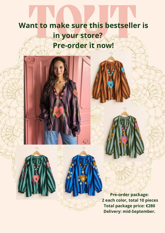 TOUT - SET OF 10 Blouses Stripe Heart