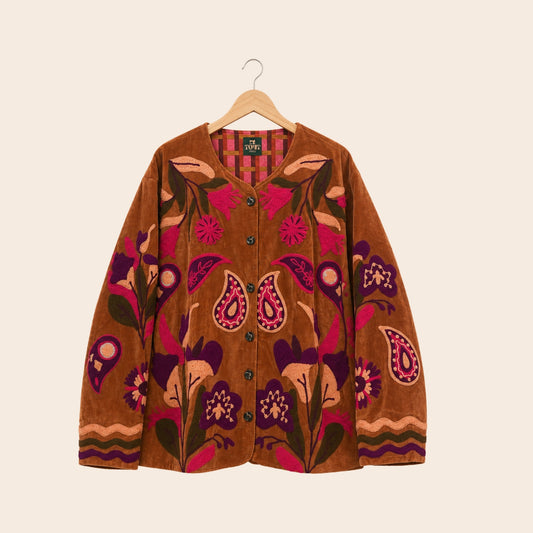 TOUT - Brown velvet Flower Jacket