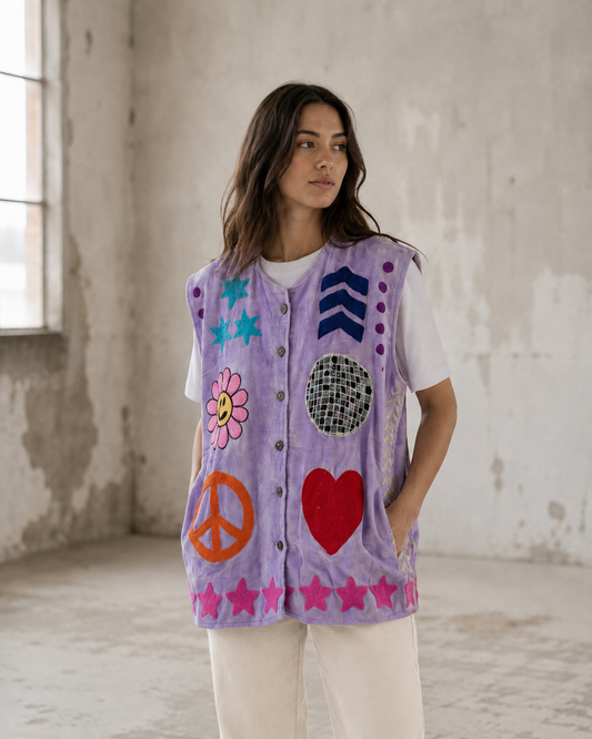 TOUT - Set of 2 Disco Vests Velvet Paars