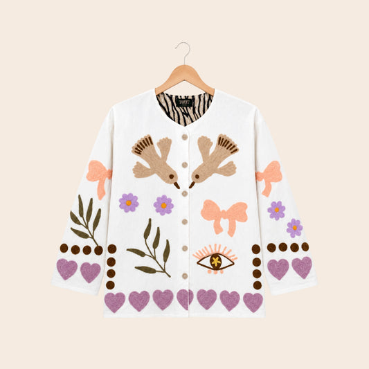 TOUT - Birds Jacket cotton white
