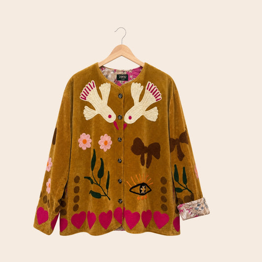 TOUT - Birds Jacket Velvet Oker