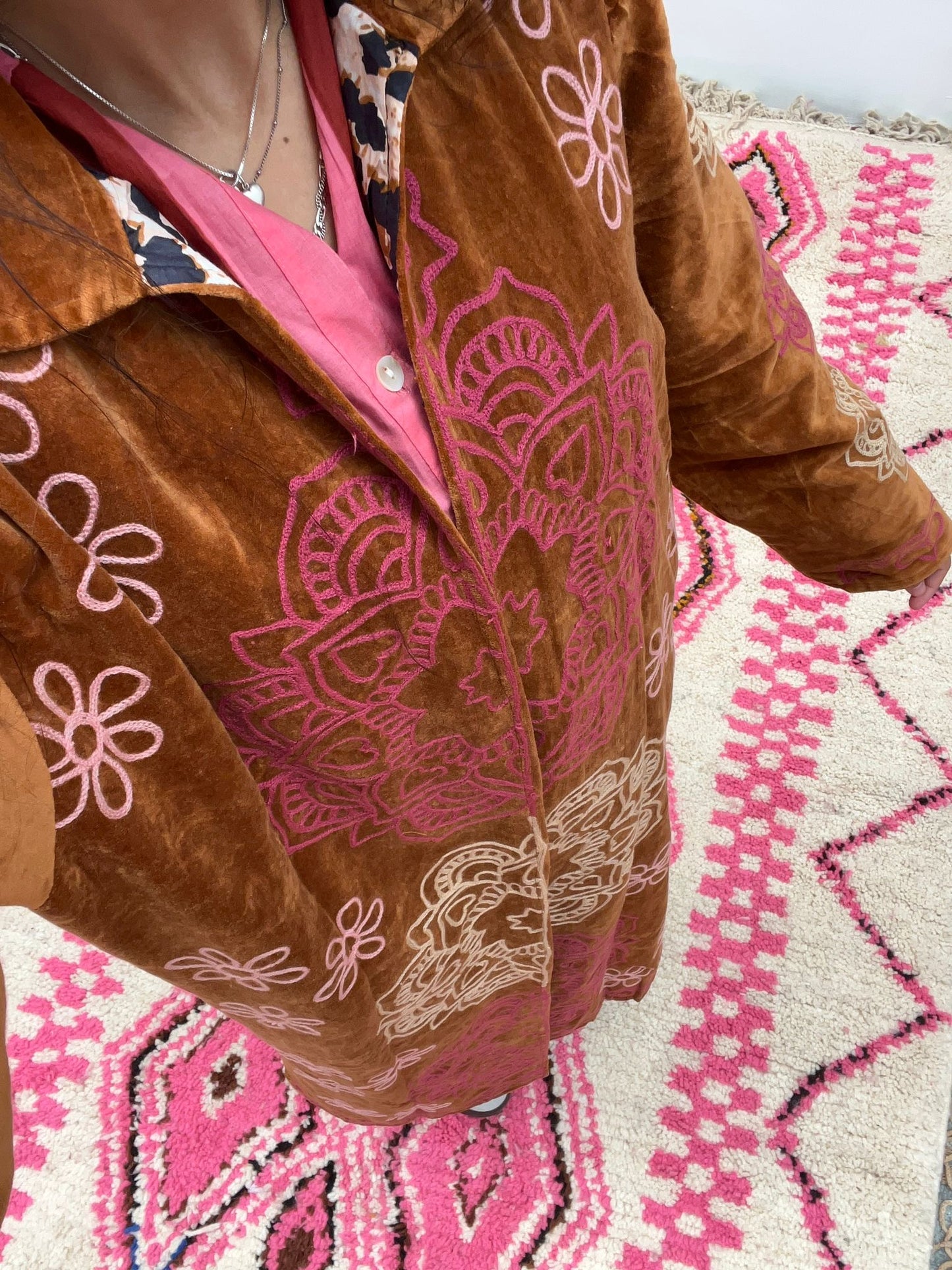 Long velvet embroidery mandala